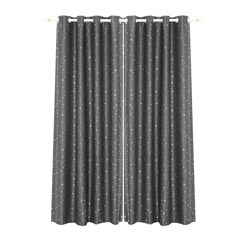 Blockout Eyelet Star Curtains Grey