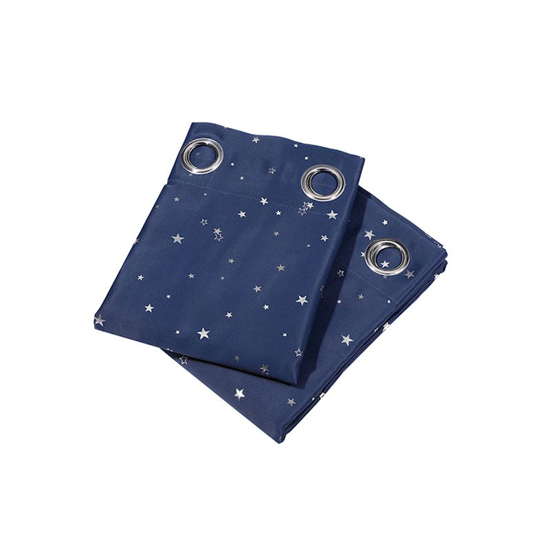 Blockout Eyelet Star Curtains Navy Blue - Image 3