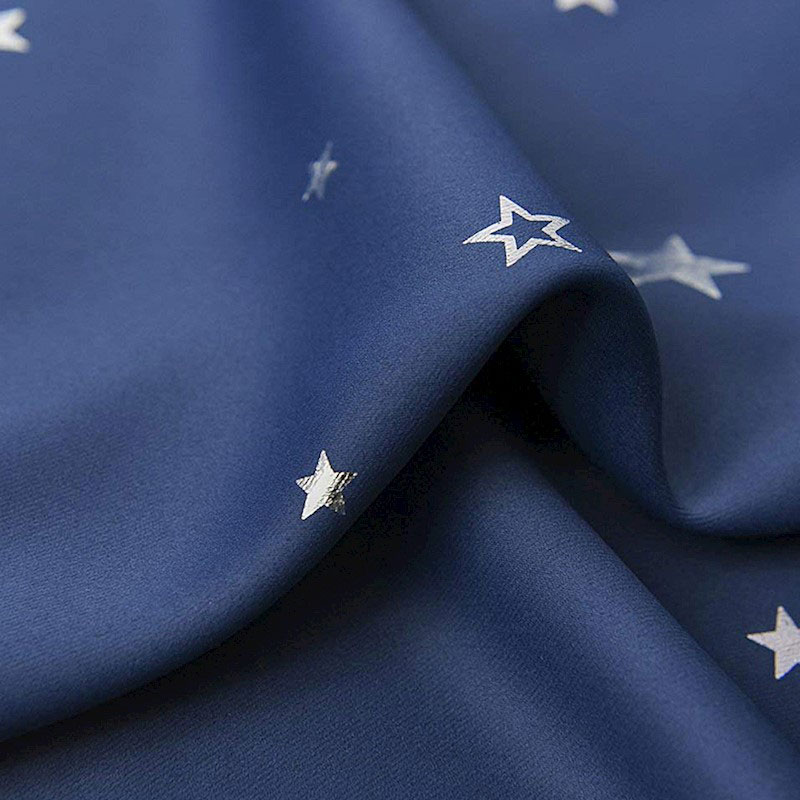 Blockout Eyelet Star Curtains Navy Blue - Image 4