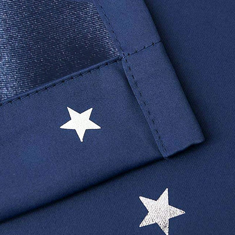 Blockout Eyelet Star Curtains Navy Blue - Image 5