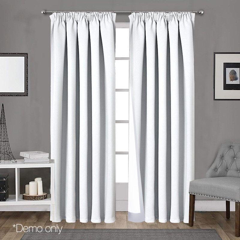 Blockout Pinch Pleat Curtains White - Image 2