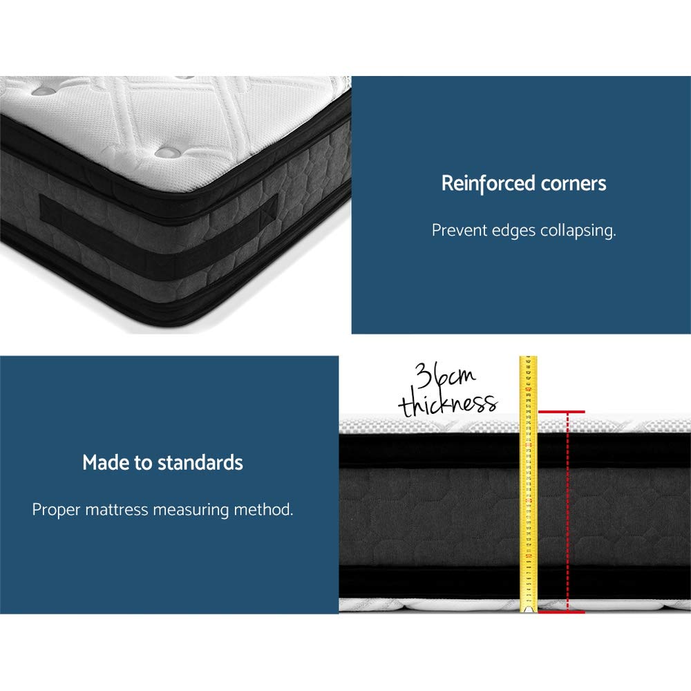 Mattress Pocket Spring Foam 36cm Medium Firm Euro Top - Image 7