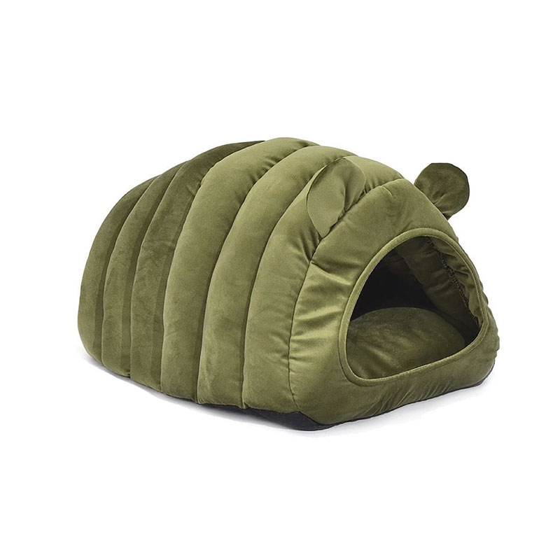 Pet Dog Cat Bed Cave Plush Green