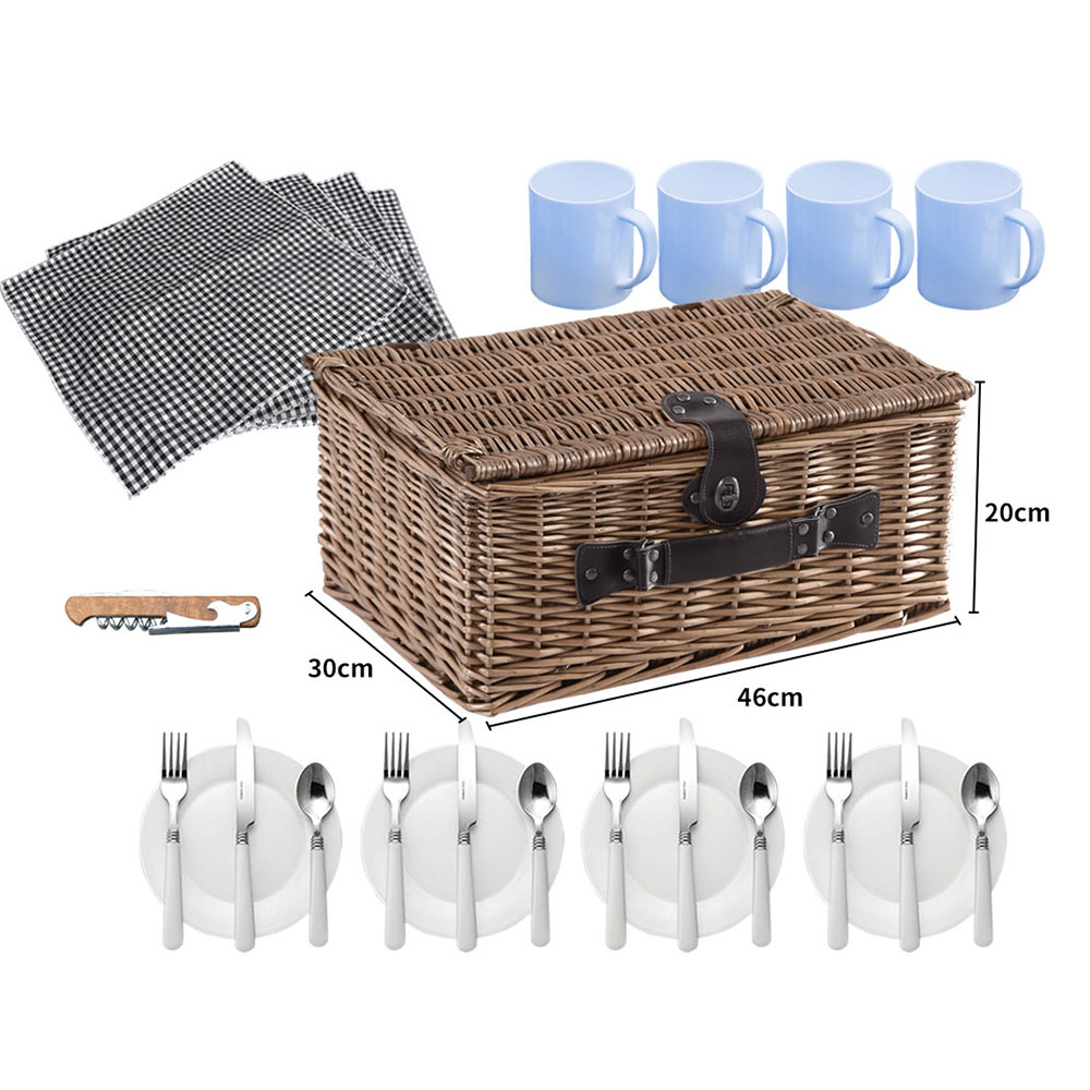 Picnic Basket 4 Person Wicker With Blanket Style 3 - Image 2