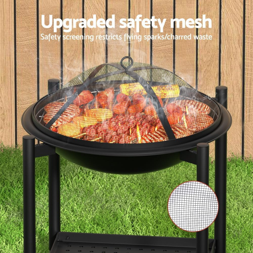 Portable Fire Pit BBQ 55 x 70cm With Stand - Image 5