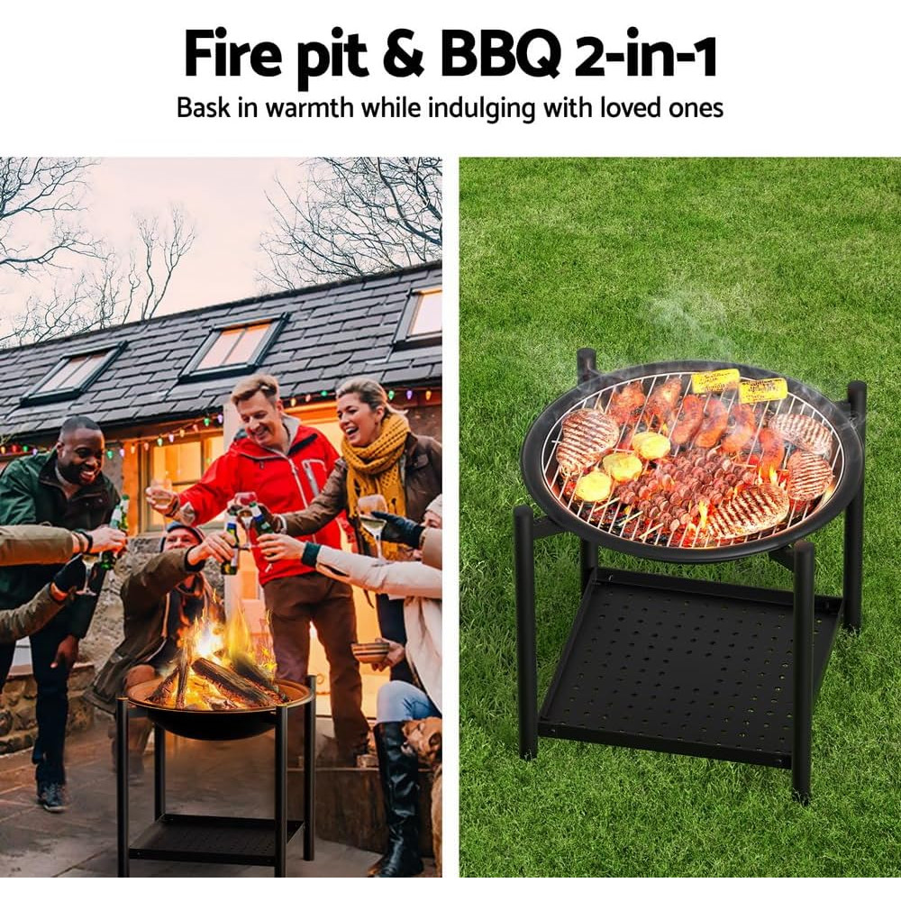 Portable Fire Pit BBQ 55 x 70cm With Stand - Image 6