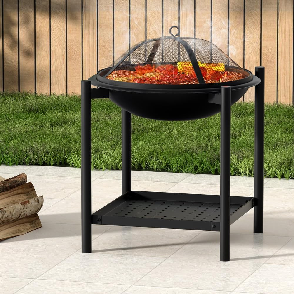 Portable Fire Pit BBQ 55 x 70cm With Stand - Image 7