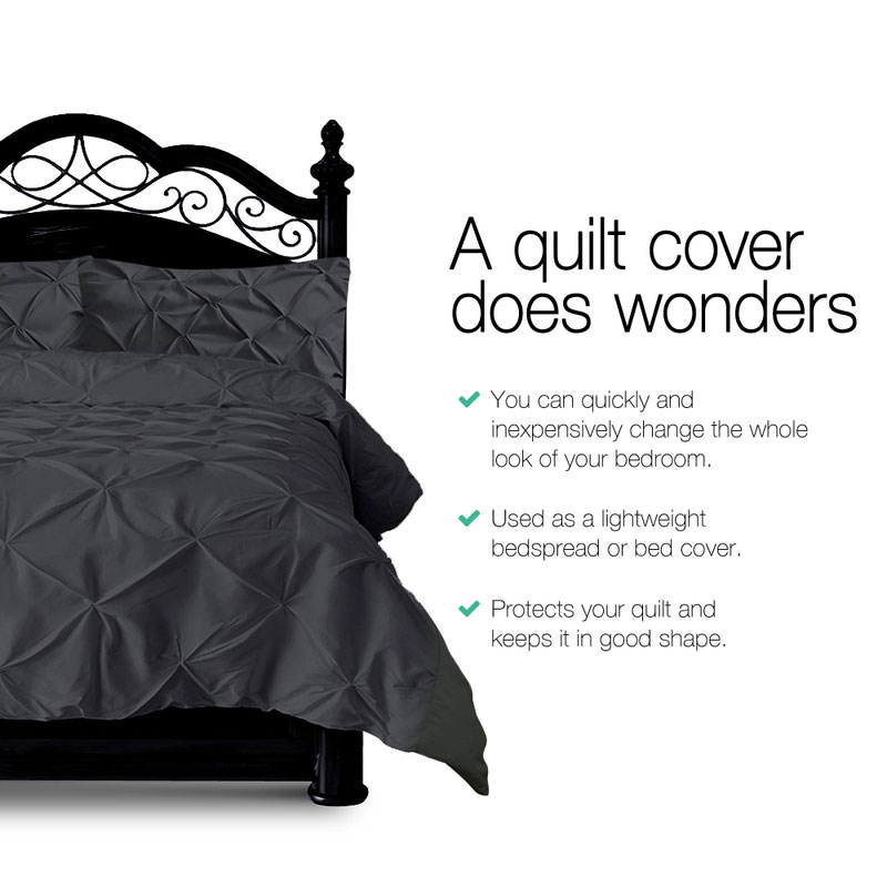 Quilt Cover Set 800TC Diamond Pintuck Ocean Blue - Image 2