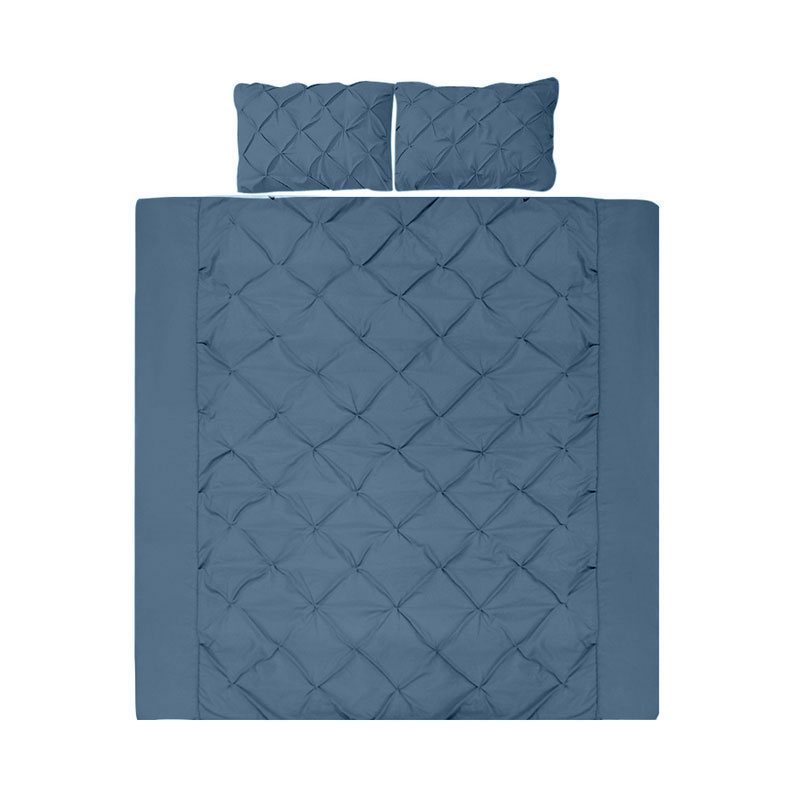 Quilt Cover Set 800TC Diamond Pintuck Ocean Blue