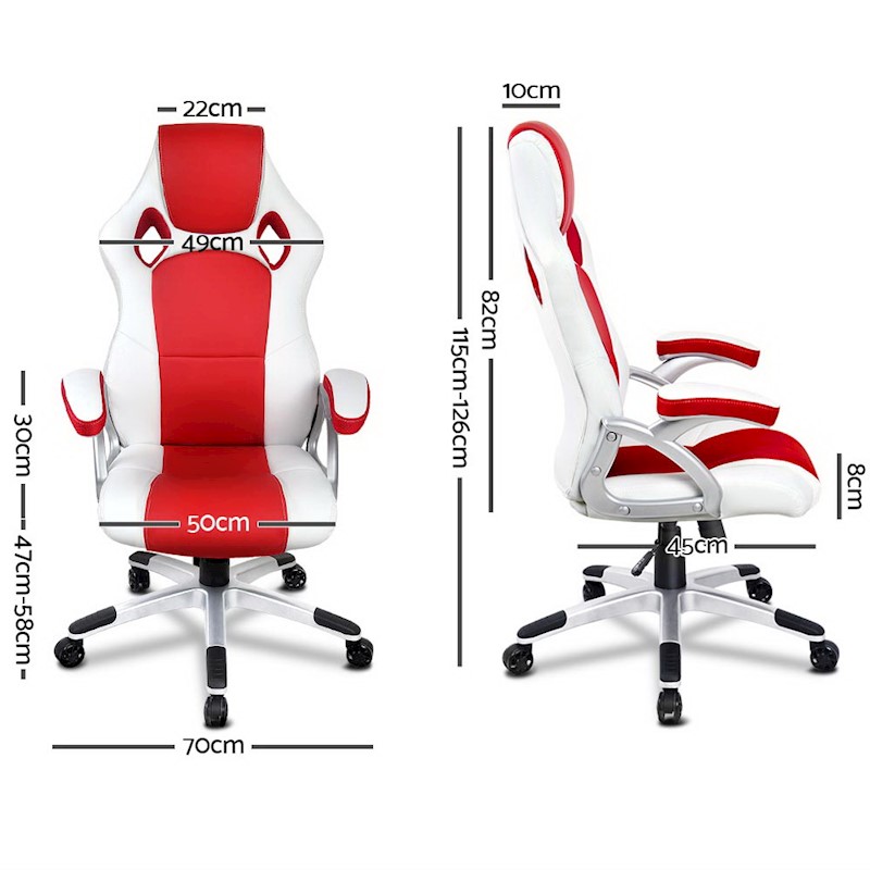 Racer Office Chair White & Red - Image 2