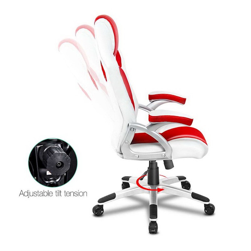 Racer Office Chair White & Red - Image 5