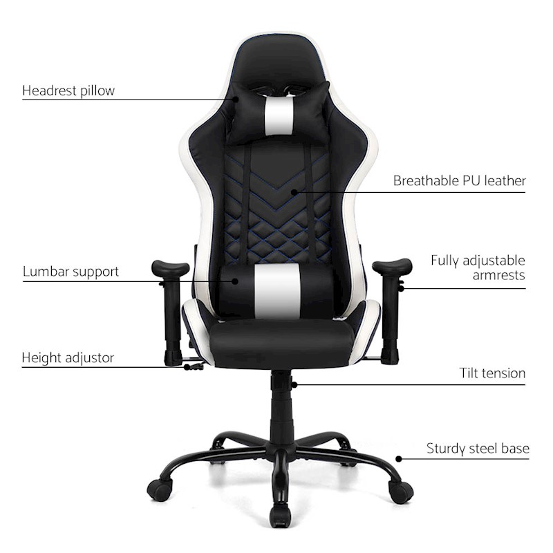 Ultimate Magnum Gaming Chair Black & White - Image 3