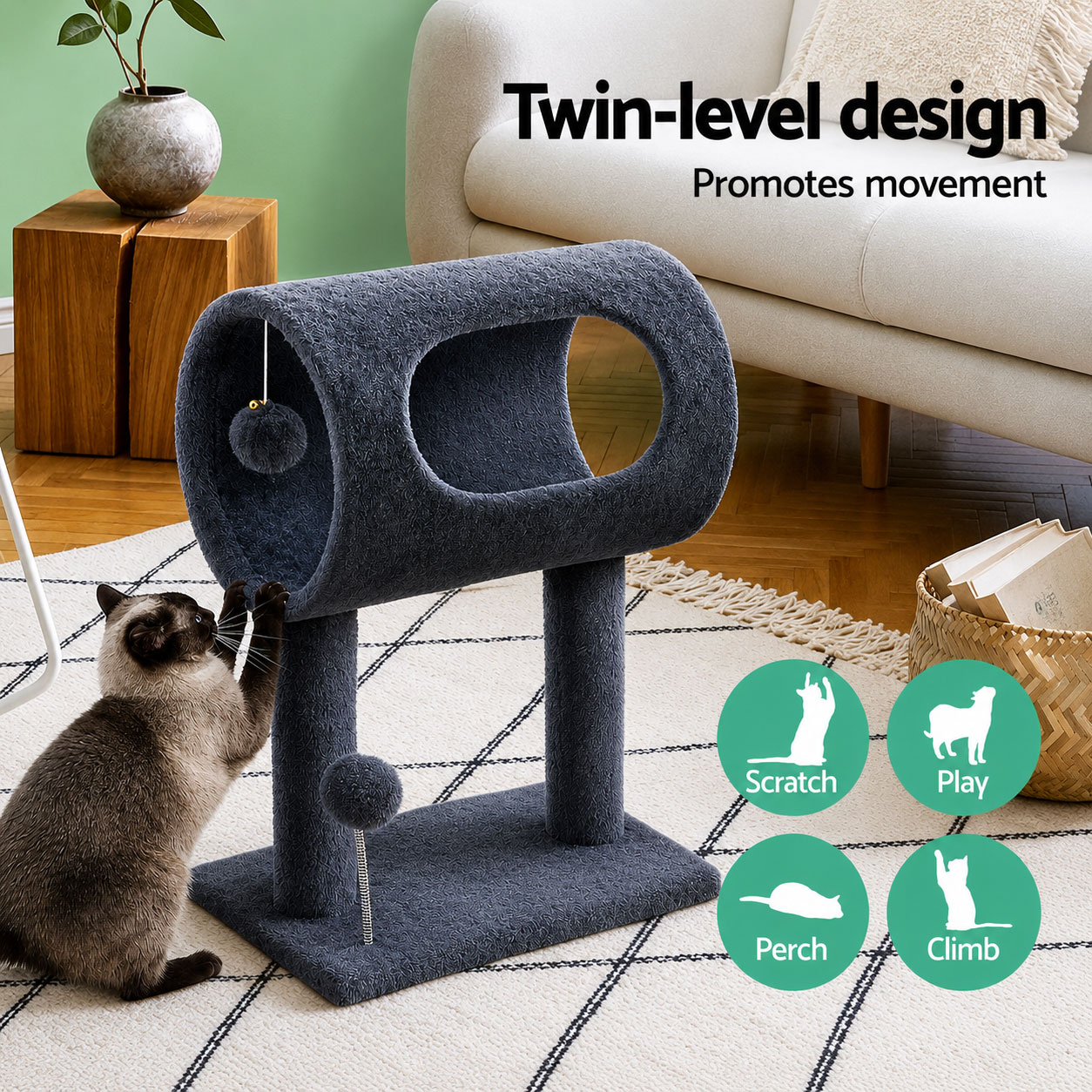Cat Kitten Toy 53cm Scratching Post Grey - Image 2